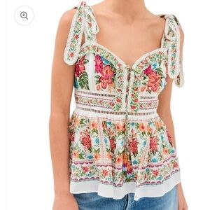 Farm Rio Off Whit Bloom Garden Sleeveless Blouse, Size M